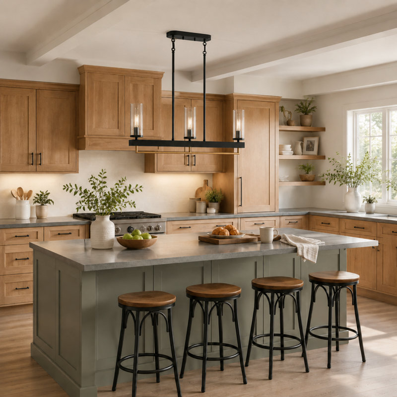 Luminaire suspendu linéaire à 3 lumières pour îlot de cuisine 