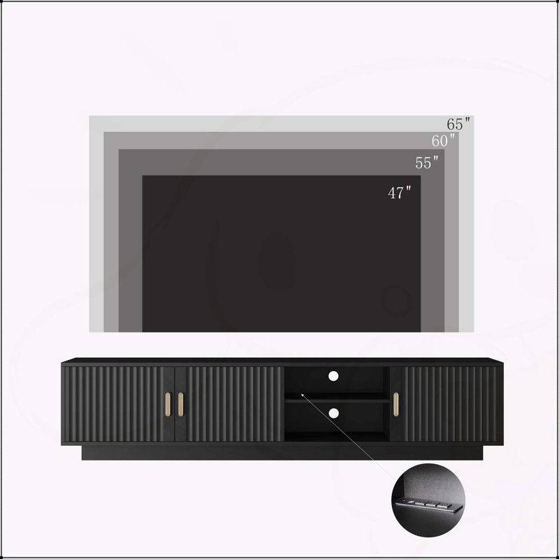 Meuble télé Mid-Century avec lumières DEL pour téléviseur de 80 po