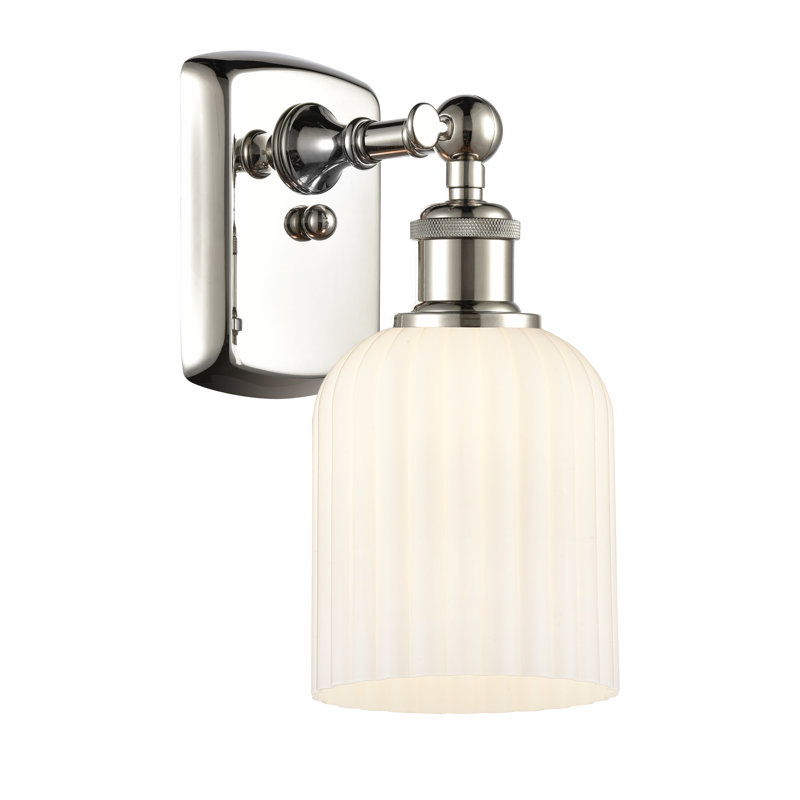 Northgate Steel Armed Sconce, Polished Nickel, Gloss White