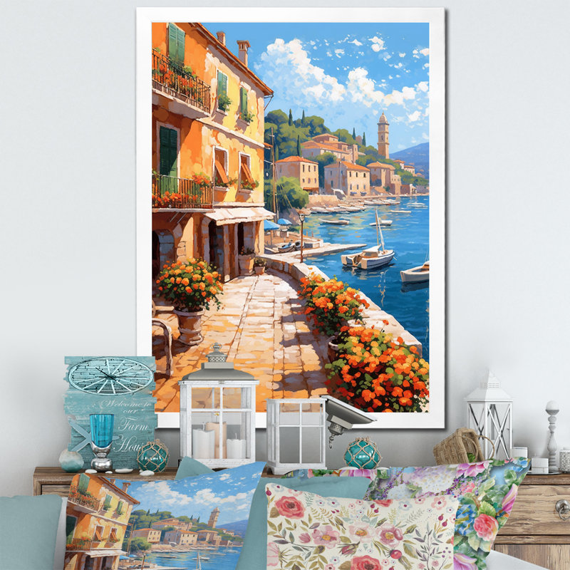 La Dolce, plage italienne I - art mural Italie, H 40 po x l 30 po x P 1,5 po, Cadre simple blanc