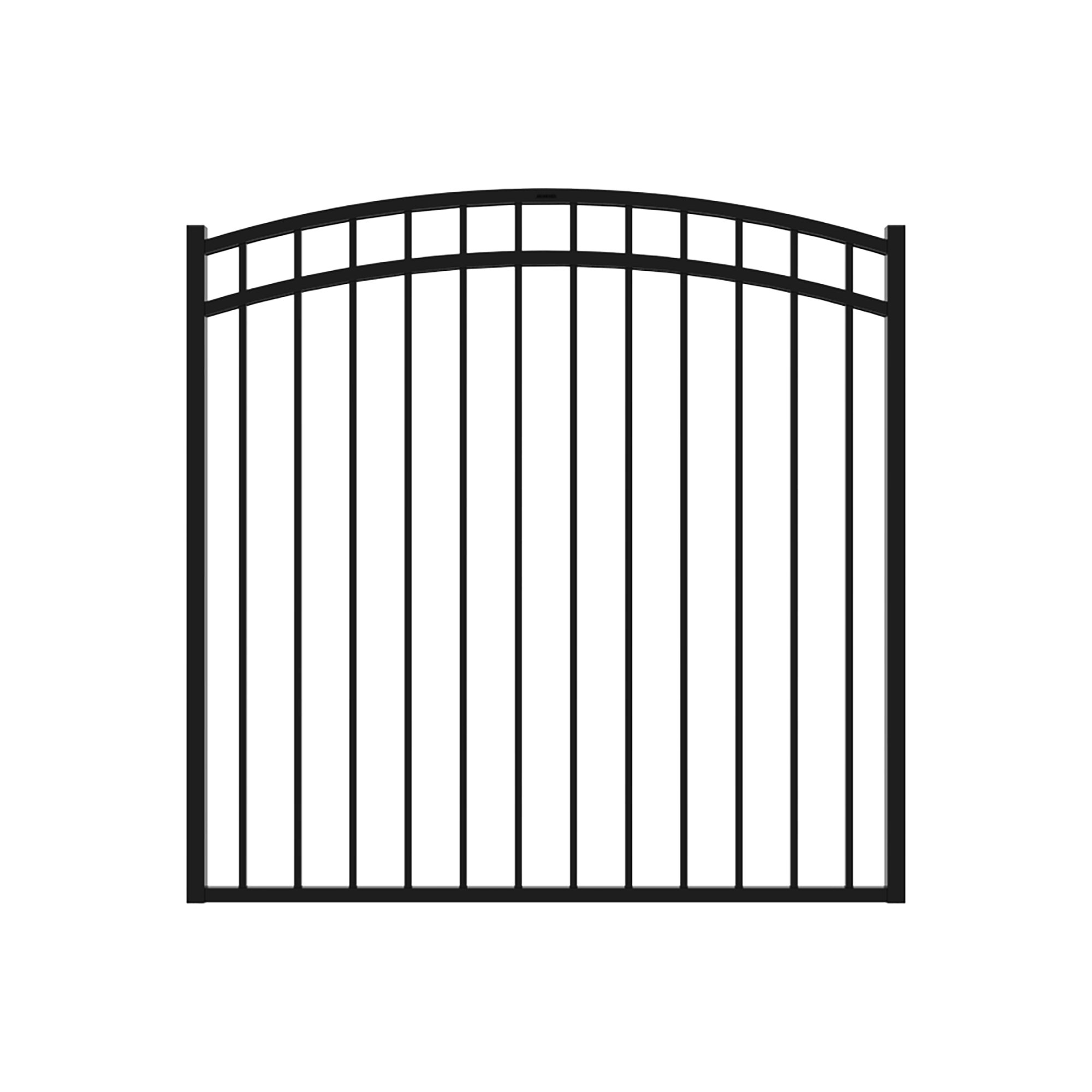 FORTRESS Versai 5 ft. W x 4.5 ft. H Gloss Black Steel Metal Fence Arched Walk Gate