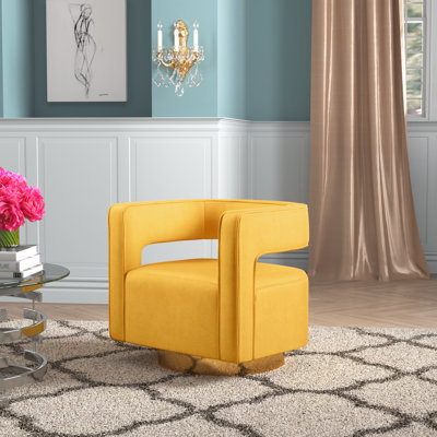 Fauteuil demi-tonneau pivotant en velours Aysha