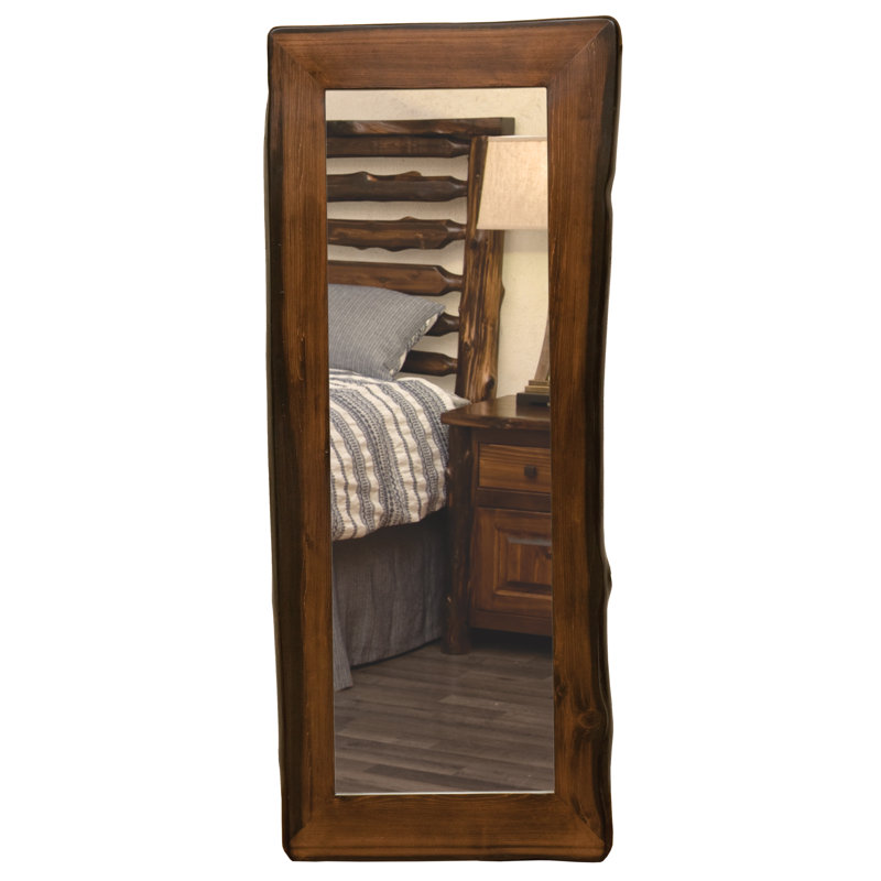 Fireside Lodge Headwaters Log Floor Mirror - With Glass - 36"W x 84"H - Coffee, Included