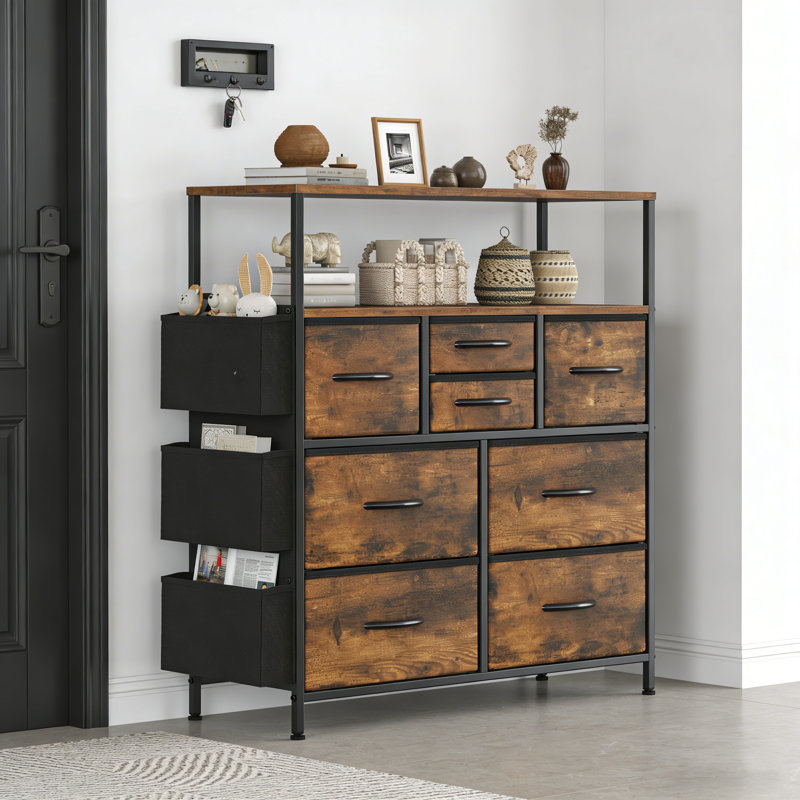 8 Drawer Storage Drawer, Brown/Black