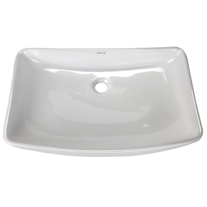 Lavabo de salle de bain vasque rectangulaire blanc en porcelaine vitrifiée