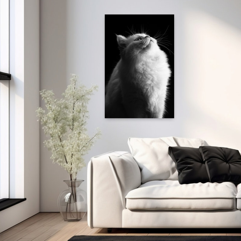 Art contemporain abstrait blanc et noir, H 36 po x l 24 po