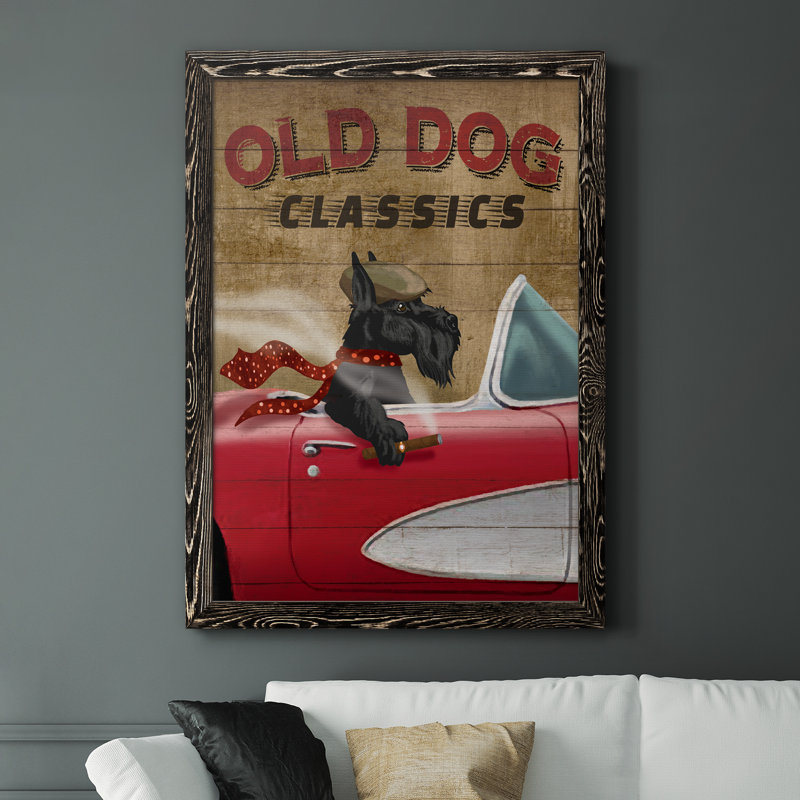 Old Dog Classics - cadre flottant, impression sur toile, Toile avec cadre noir, H 44 po x l 31 po x P 1 po