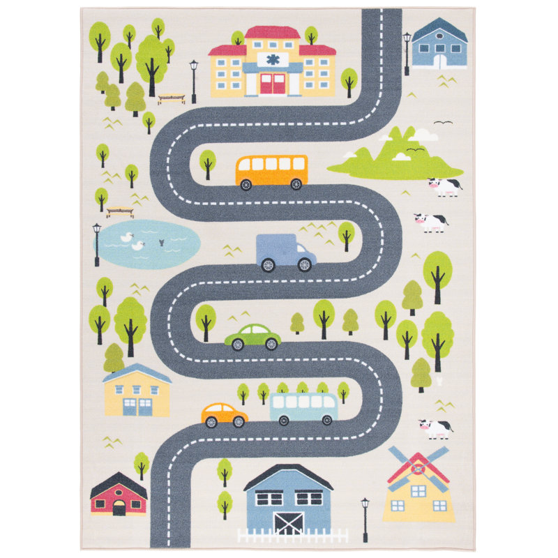 Tapis beige / vert Myatt, Rectangle 6 pi 7 po x 9 pi