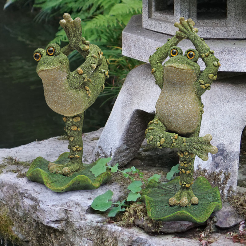 Set of 2 Boogie Down, Dancing Frog Statue