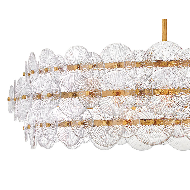 Rene 8-Light 45" Drum Chandelier w/ Textured Glass Discs