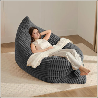 Ergonomic Striped Bean Bag Chair For Full-Body Relaxation And Cozy Home Lounging