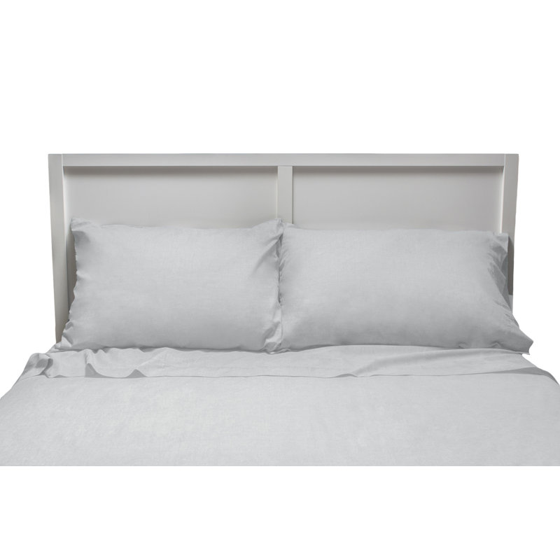 100% Cotton Standard Pillowcase - Set of 4, Queen Fitted Sheet and 2 Pillowcases, Gray