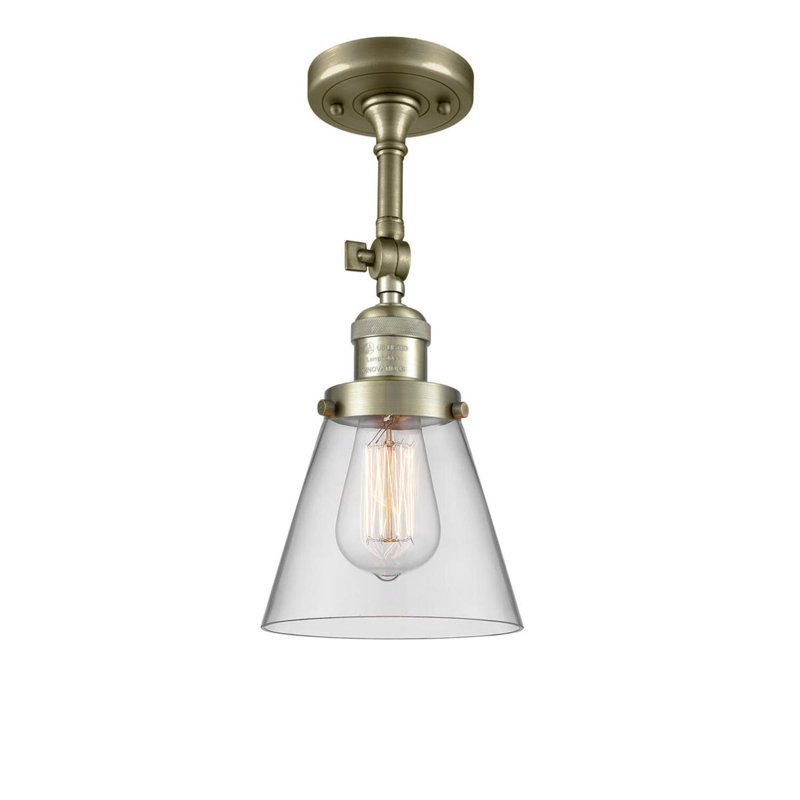 Applique murale 1 lumière Cone, Ampoule non incluse, Laiton antique, Clair