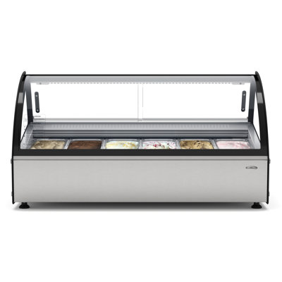 46 in. Countertop Gelato Display Case with 6 Pans and Built-in Glass Sneeze Guard in Stainless-Steel (KM-CGD6P)