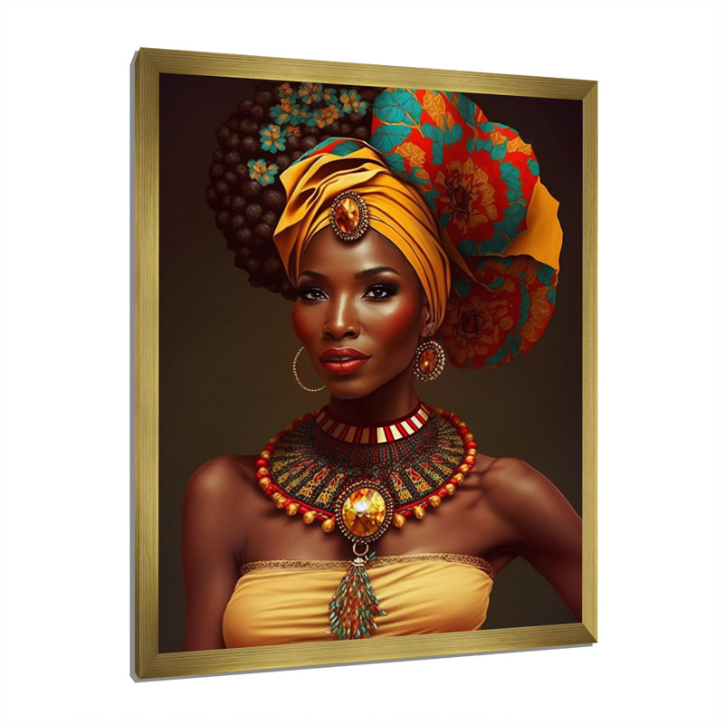 Beauté contemporaine africaine - impression, Cadre doré à une seule photo, H 32 po x l 16 po x P 1 po