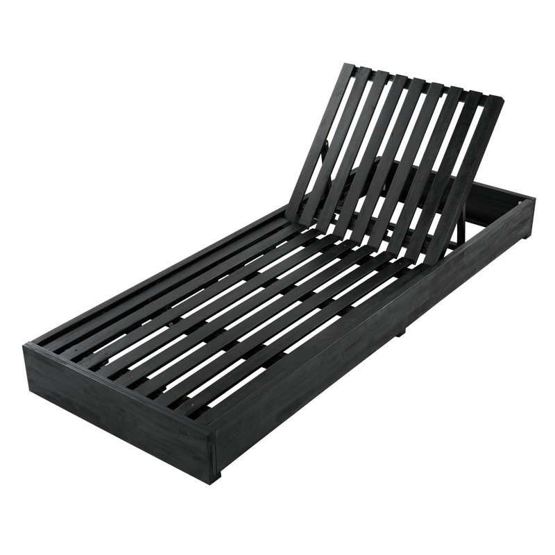 Ensemble de chaises longues d'extérieur inclinables 79 po avec coussins Leite, Coussin crème / cadre noir, Ensemble de 2