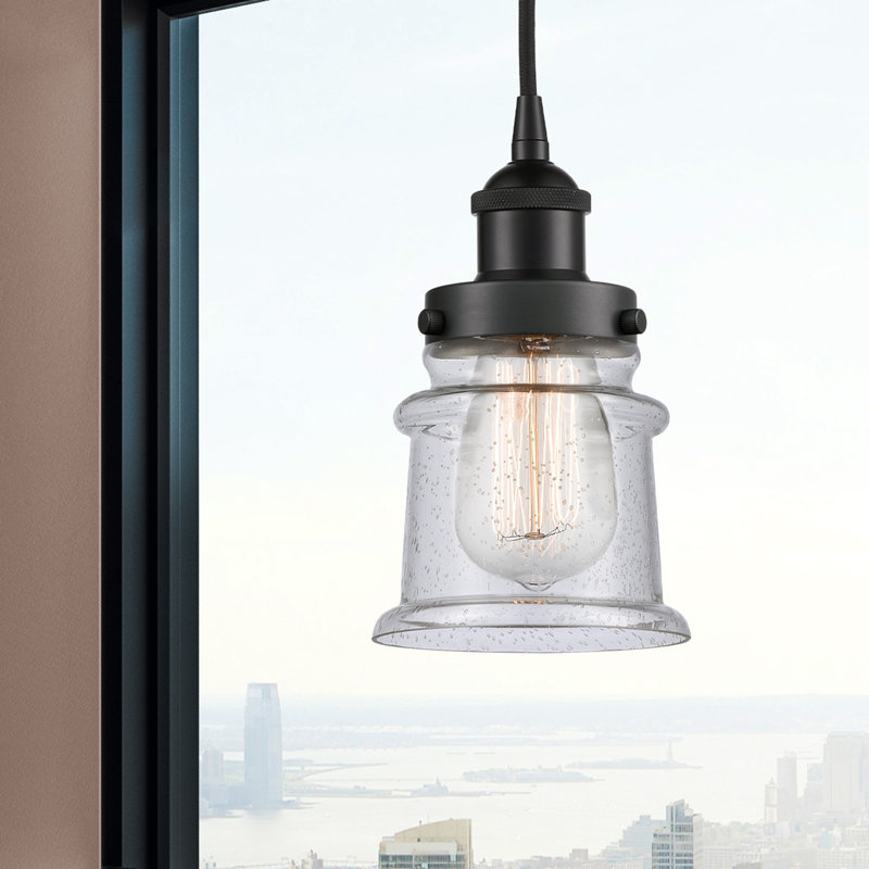 Luminaire suspendu cylindrique à 1 lumière Amiriya, H 9,25 po x l 5,25 po x P 5,25 po, Noir mat