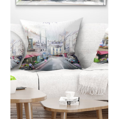 City Street - Cityscape Printed Throw Pillow