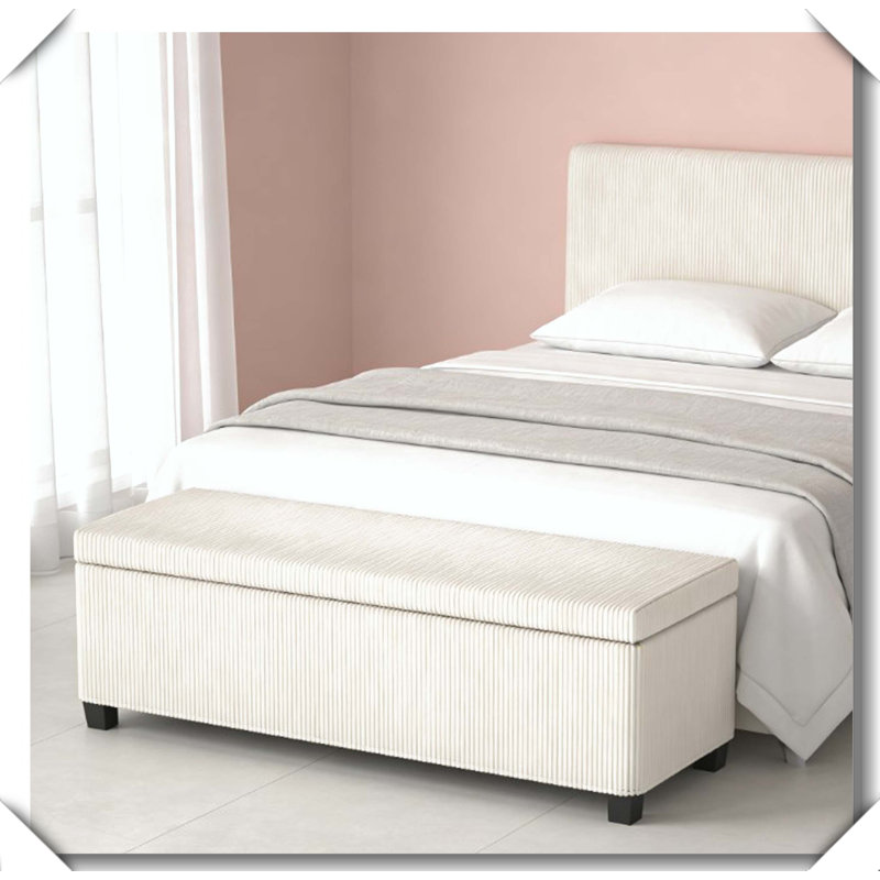 Banc de rangement spacieux avec repose-pieds, Beige
