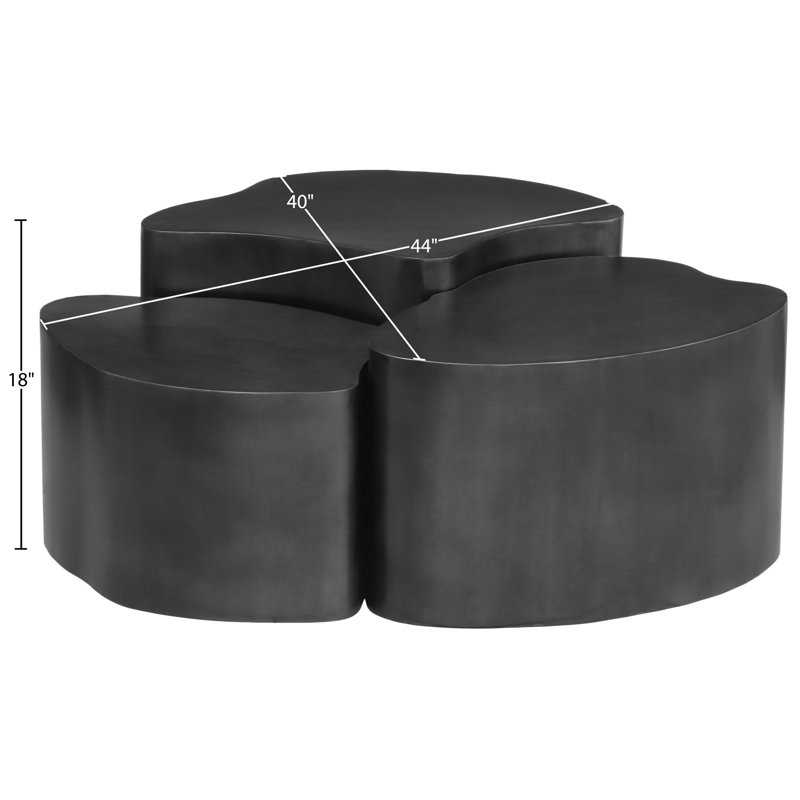 Banyan 3pc. Table basse en fer, Noir