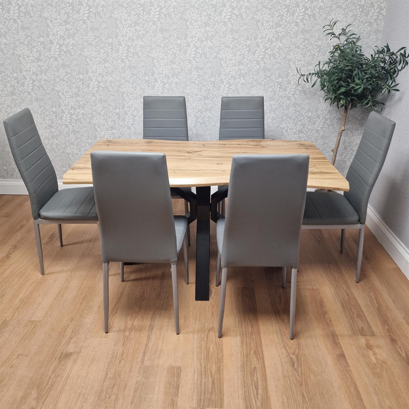 6 -Person Dining Set, 75cm H x 140cm W x 80cm D, Grey