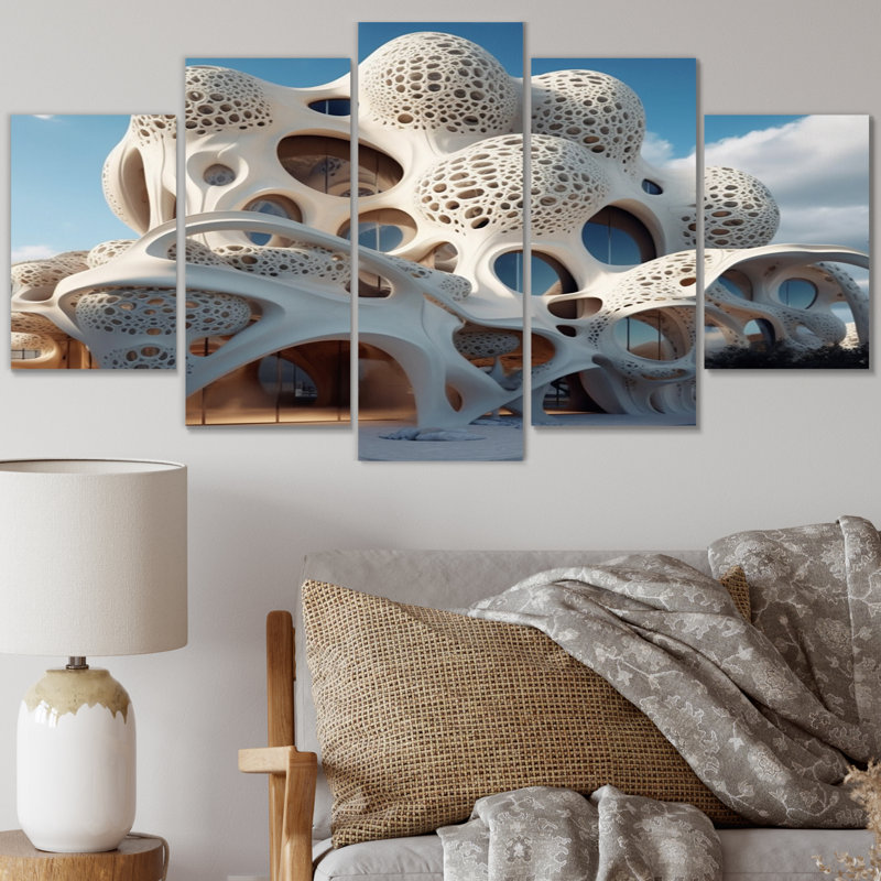 Organic Architectural Flow III - Futuristic Architecture Wall Art Print - 5 Panels