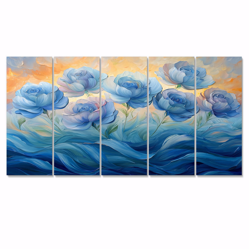 Bridgeforth - - Décoration murale pivoines - - Art mural traditionnel traditionnel, H 32 po x l 80 po, 5