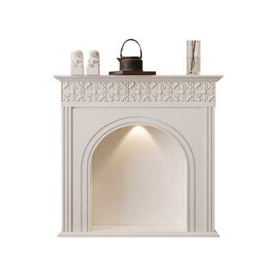 White Manufactured Wood Freestanding Fireplace