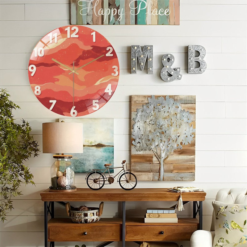 Horloge murale horloge murale moderne en verre 12 po