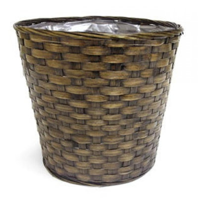 Basket Shaped Brown Woven Planter