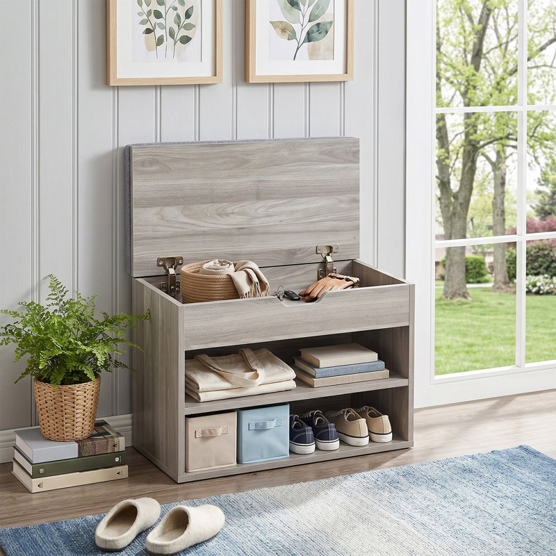 Linen Upholstered Storage Bench