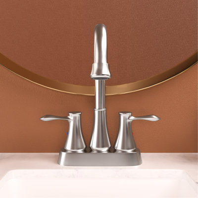 Brushed Nickel 4 Inch 2 Hole Bathroom Sink Faucet - Stainless Steel, Handles, Pop Up Drain, Water Lines, Finish Tap To Tarnish