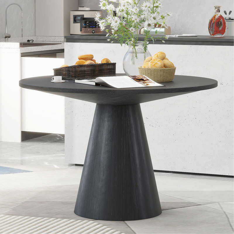 Table de salle à manger Trexm, 30.25" H x 46.5" L x 46.5" W, Noir