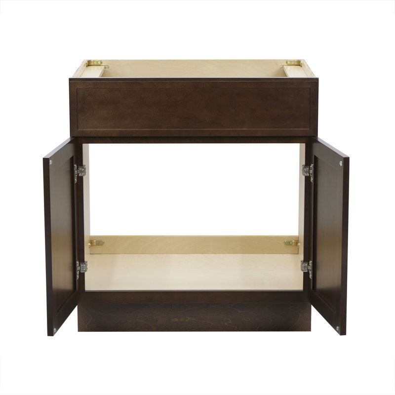 Colton 30" Freestanding Shaker Bathroom Vanity Cabinet with 2 Doors, No Countertop, Ready to Assemble, Brown, Brown