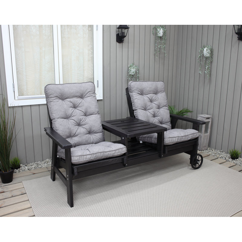 Sevyn Solid Wood Pine Outdoor Bench, Black
