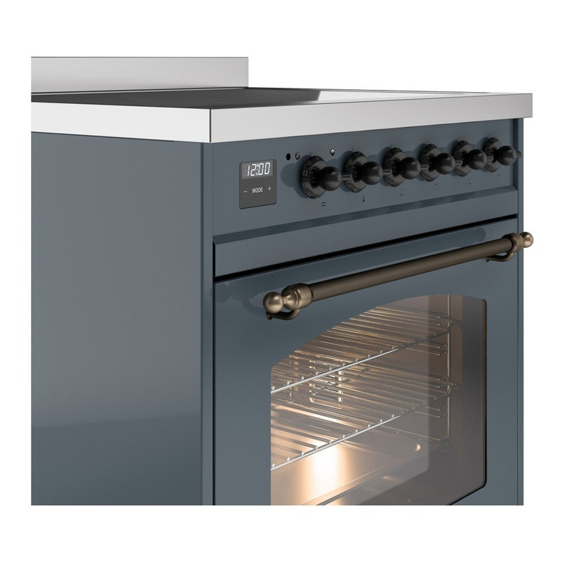 ILVE Nostalgie II 30 in Induction Range, Blue Gray/Bronze