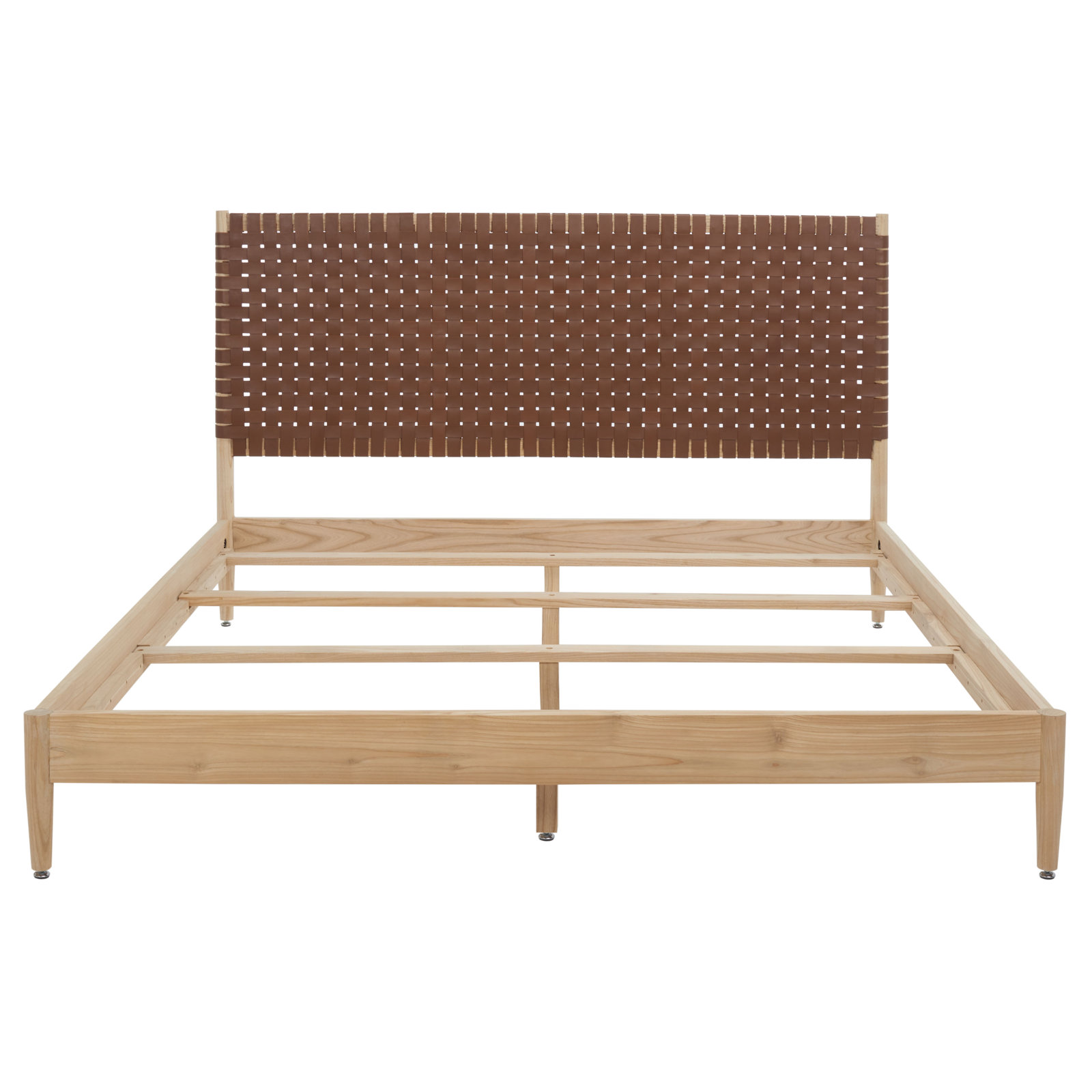 Tamita Leather Bed, King, Brown/Natural
