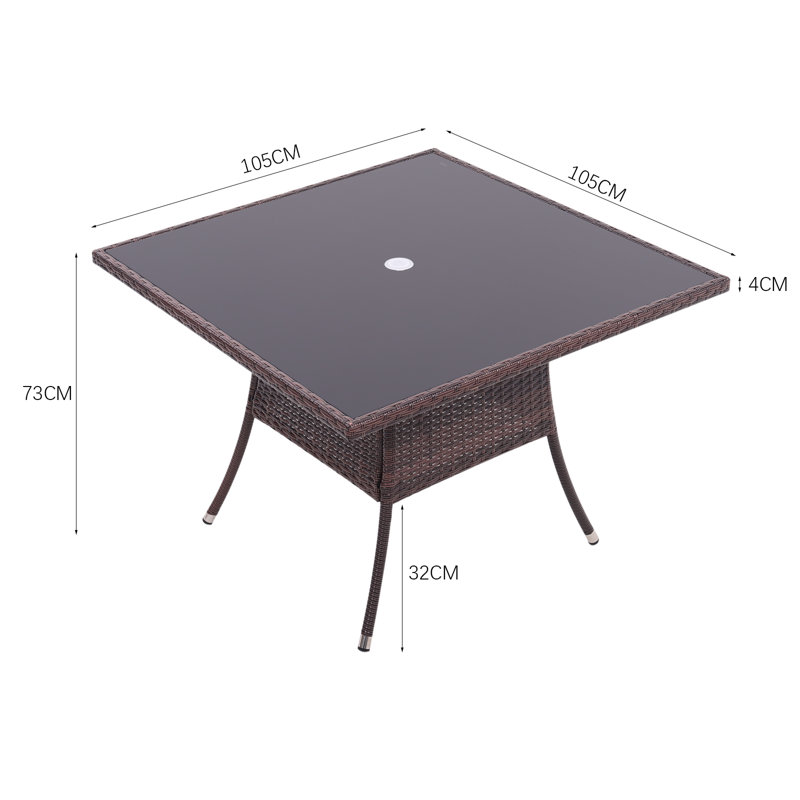 Square 4 - Person Outdoor Table, 73cm H x 105cm W x 105cm D