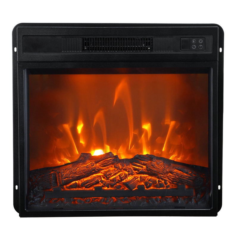Electric Fireplace Insert, 3D Flame Effect with Realistic Log Bed, 1800W Heater, Adjustable Thermostat, Remote Control with Weekly Timer