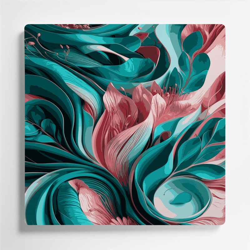 "Abstract Florals", art mural gris en métal 61, H 16 po x l 16 po
