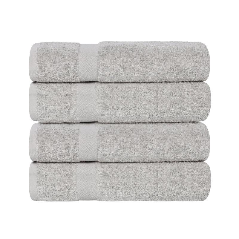 Lightweight Cotton Quick-Drying Bathroom Towel Set, Silver, Bath Towel - 4 Pack