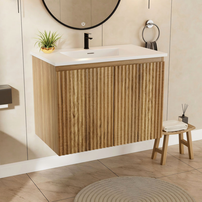 Armoire murale pliante de 30 pouces avec évier crème - Installation brevetée en 1 minute, peu encombrante et facile à assembler, style moderne