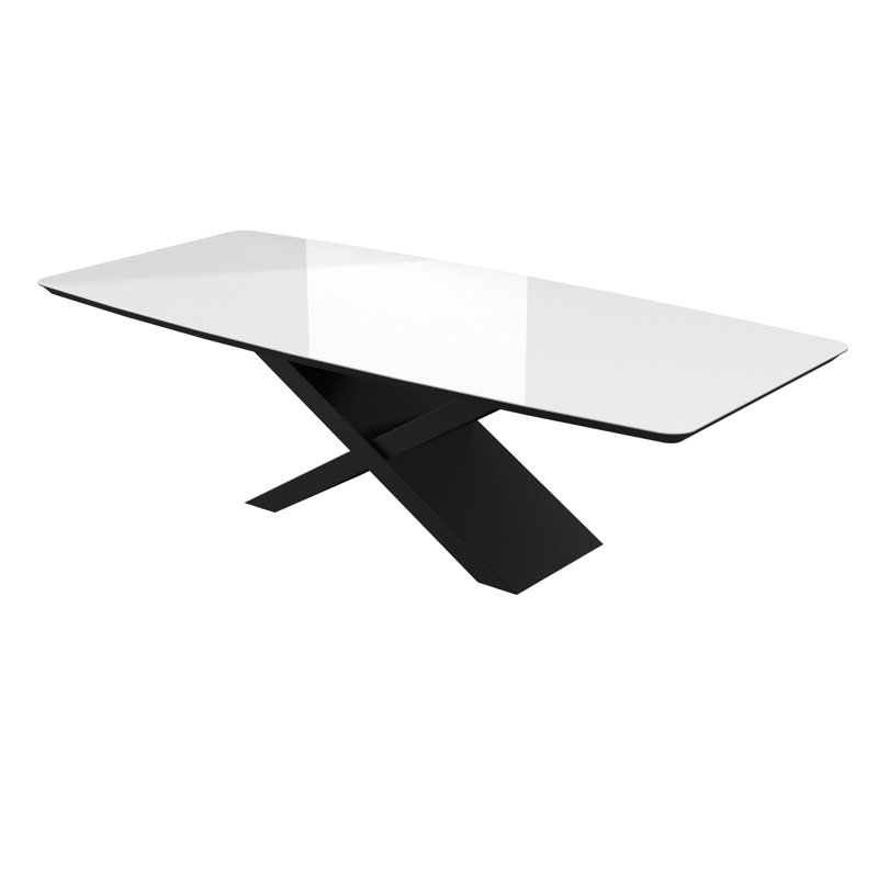 Glass Top Metal Base Dining Table