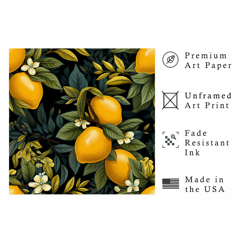 «Food and Kitchen Lemon Dreams XVIII», reproduction d'art moderne sans cadre, H 16 po x l 16 po
