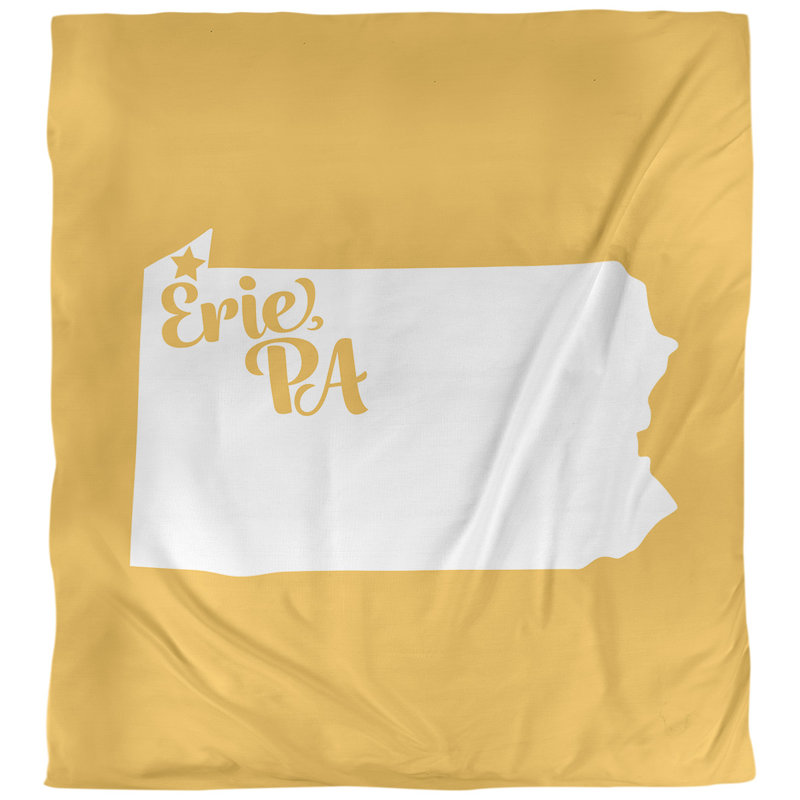 Housse de couette réversible simple Erie Pennsylvania, Housse de couette pour très grand lit, Jaune, Microfibre