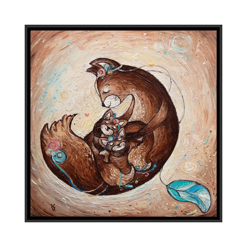 Mom’s Love by Vlada Koval - Painting on Canvas, 45.72 cm H x 45.72 cm W, Black Framed