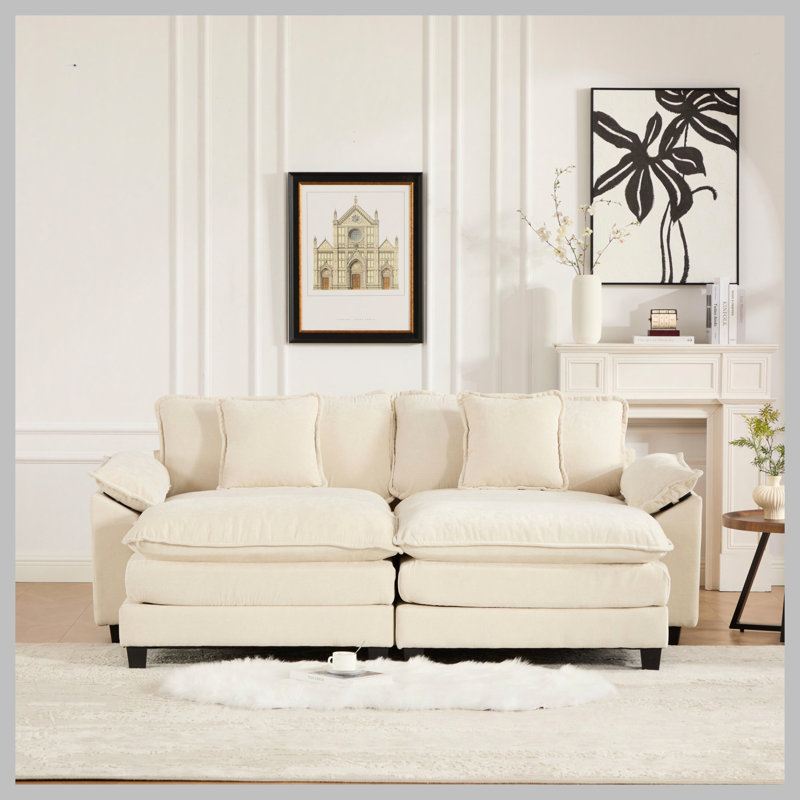 Canapé en chenille 2 places, H 33,1 po x l 81,9 po x P 30,3 po, Beige