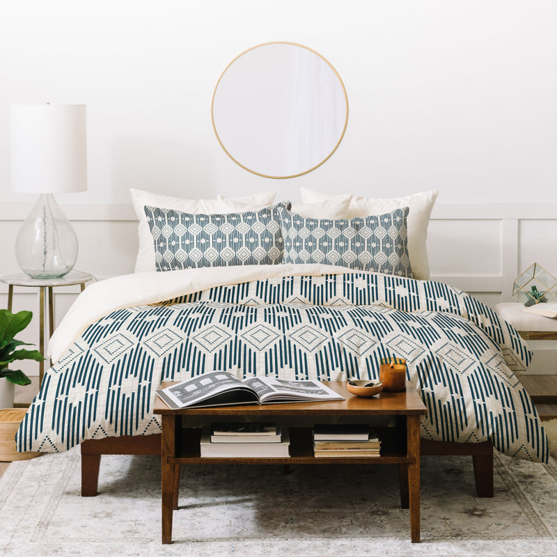 Ensemble de housse de couette Heather Dutton West End Blush, Housse de couette pour très grand lit et 2 très , Bleu / blanc