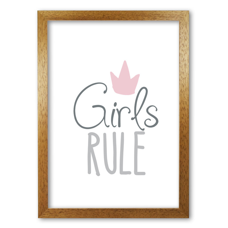 Girls Rule - Print, 42 cm H x 30 cm W x 5 cm D, Honey Oak Frame