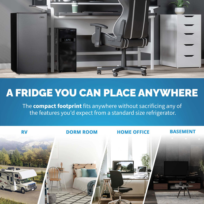 Compact Silver Energy Star Mini Refrigerator with Freezer